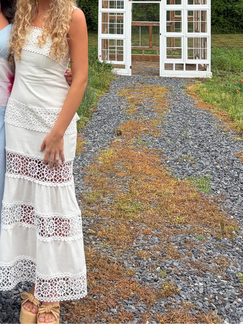 White Crochet Tiered Maxi Dress